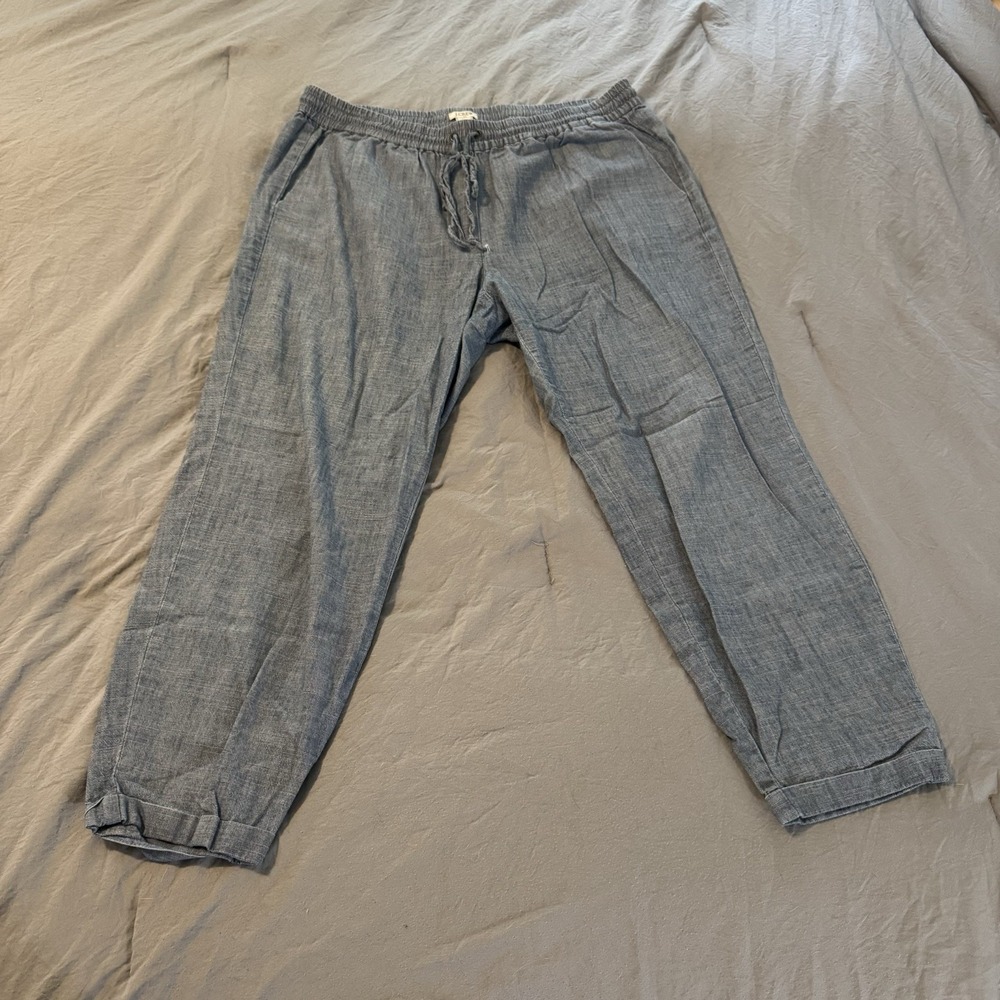 J.Crew‎ Chambray Lightweight Pants Cropped Cuff Women's Size 14